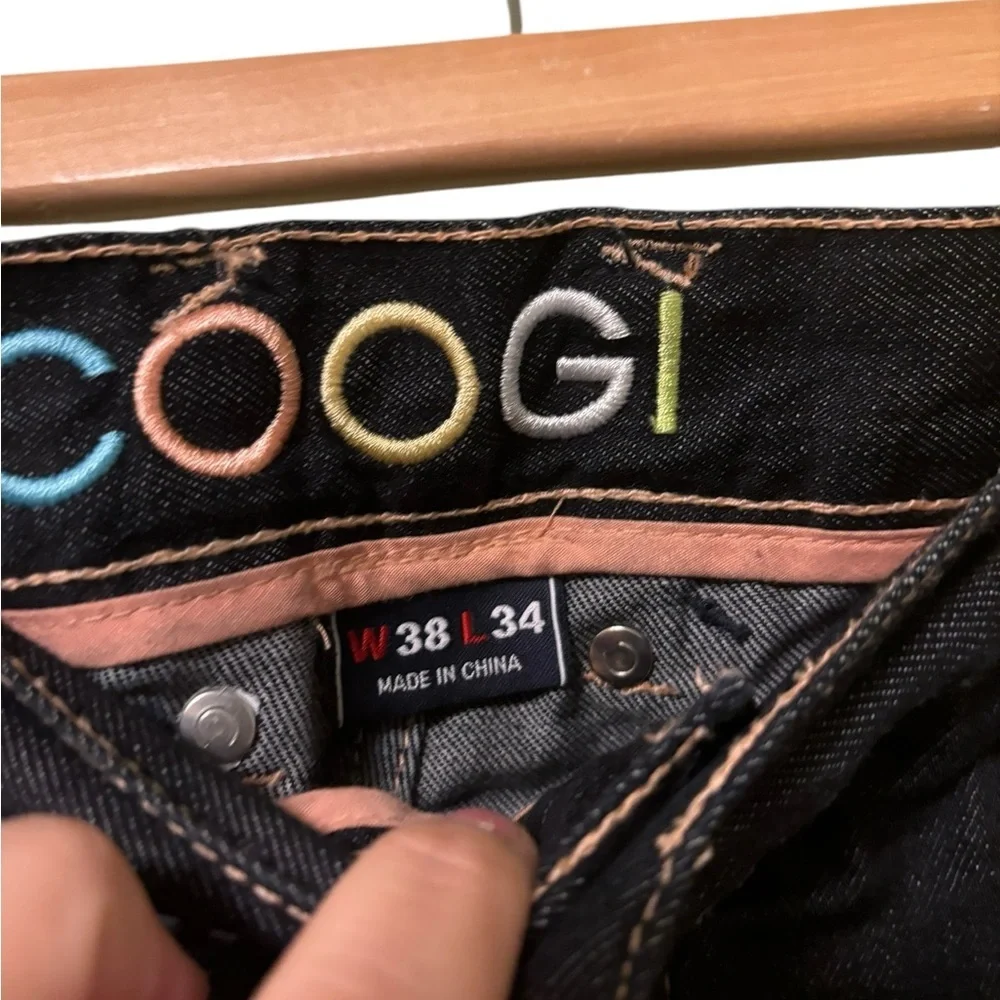 Coogi Y2K Mens Cyber Grunge Punk Embroidered Baggy Jeans Size 38/34 - Picture 7 of 10